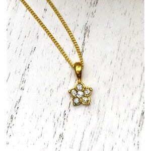 Vintage Style Gold Tone Star Pendant Necklace With Cubic Zirconia Crystals